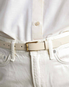 Attilio Narrow Belt, Crema Leather Belt dear-frances 